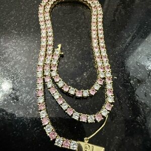 Elegant Park Lane pink and clear tennis necklace - RETIRED